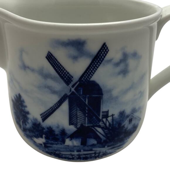 Blue Delft Blauw Windmill Creamer Pitcher White Holland Hand Decorated Small - Picture 4 of 12